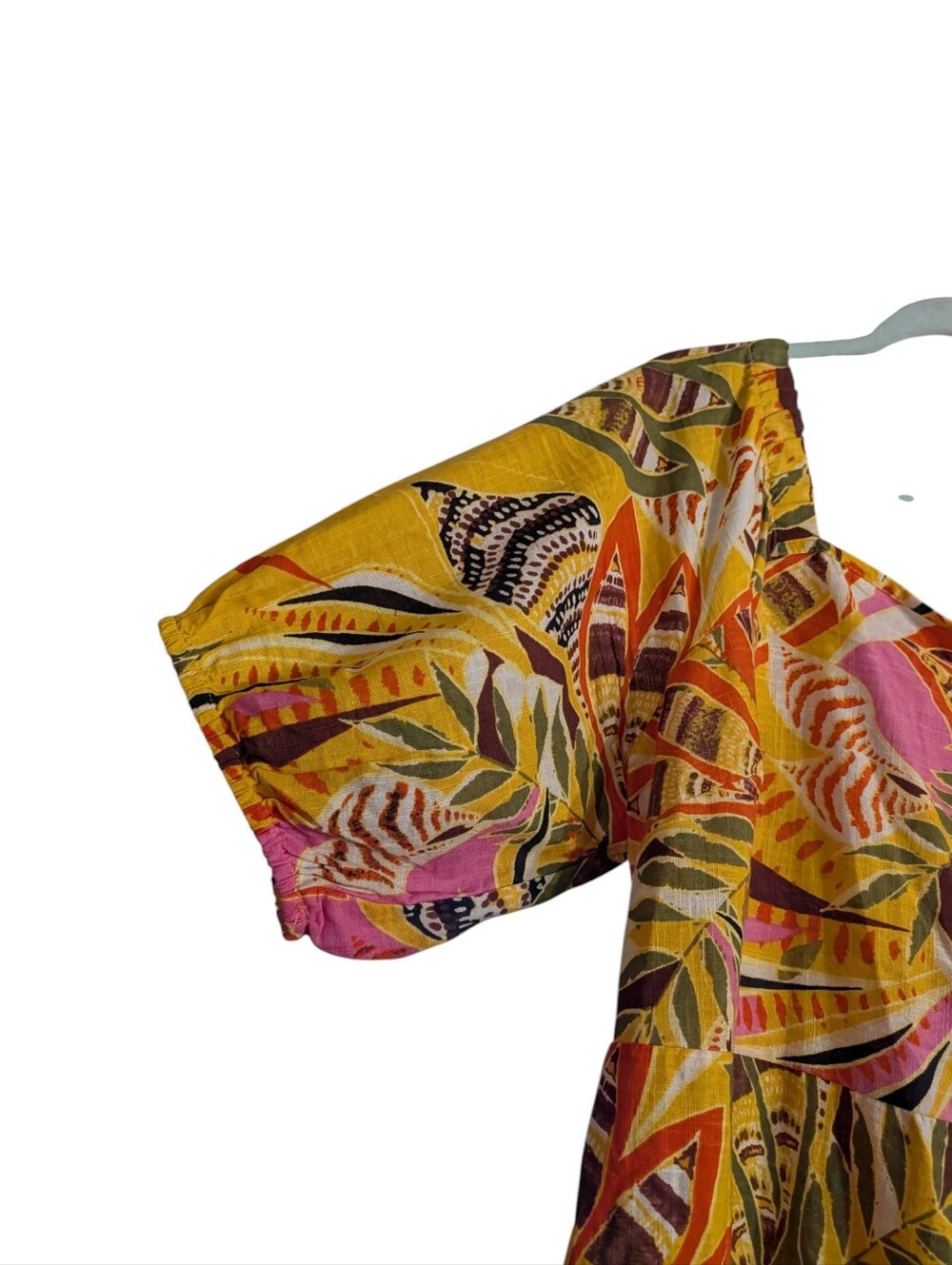 Mille Gabrielle Tropical Print Tiered Cotton Dress | 1X | Puff Sleeve Vacation - Picture 5 of 11